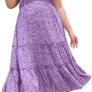 Plus Size Maxi Dress Boho Chic Floral Pockets Flowy A-Line Casual